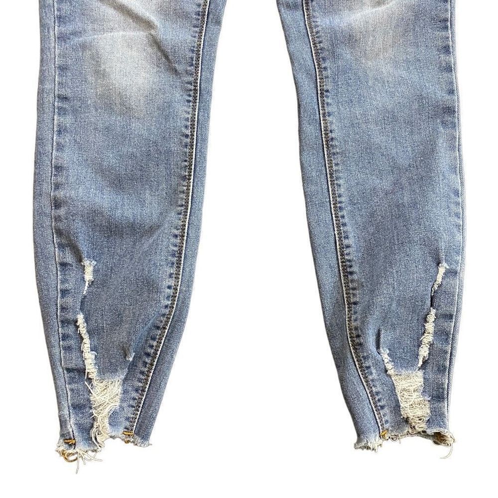 Indigo Rein Raw hem skinny jeans button fly w25 l27 - Picture 3 of 10